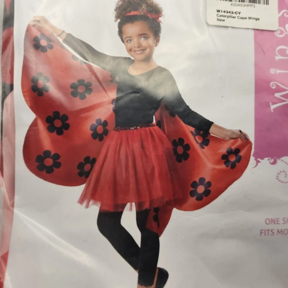 Halloween Caterpillar Butterly Wings Cape NEW Girls One Size Fits Most CAPE ONLY